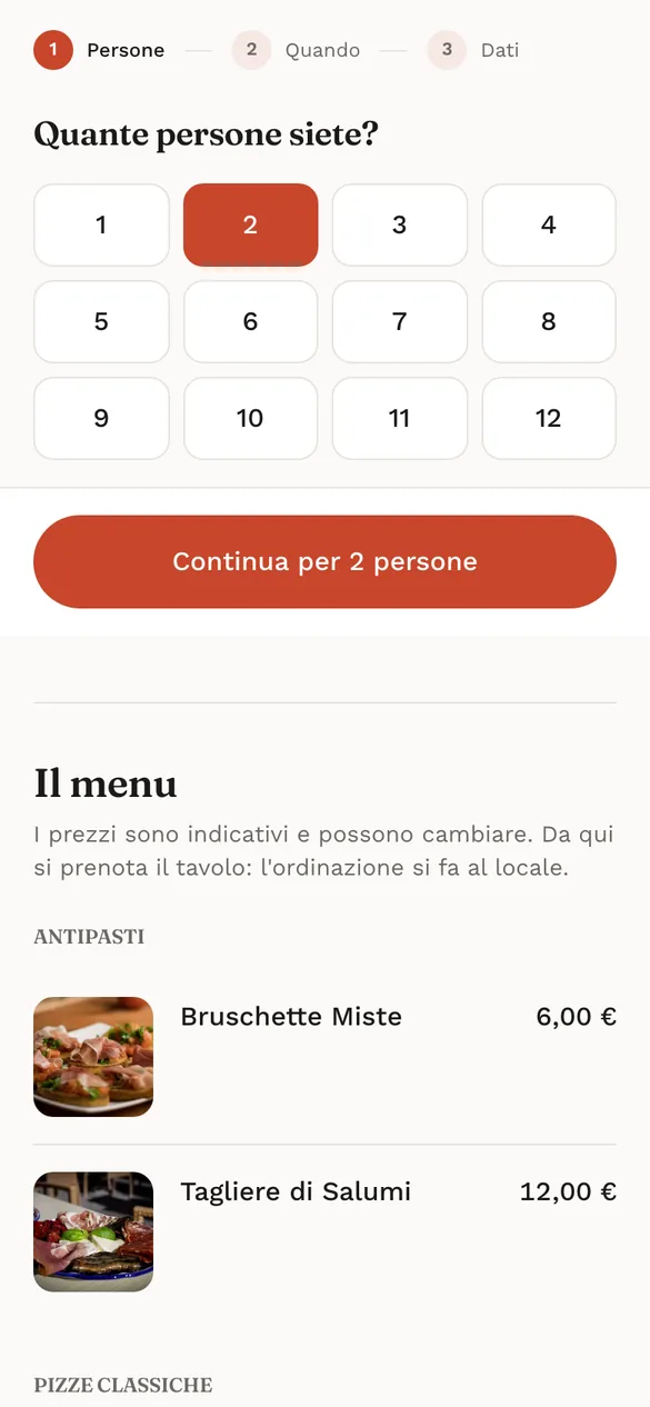 La prenotazione del tavolo dal telefono: si sceglie in quanti si è